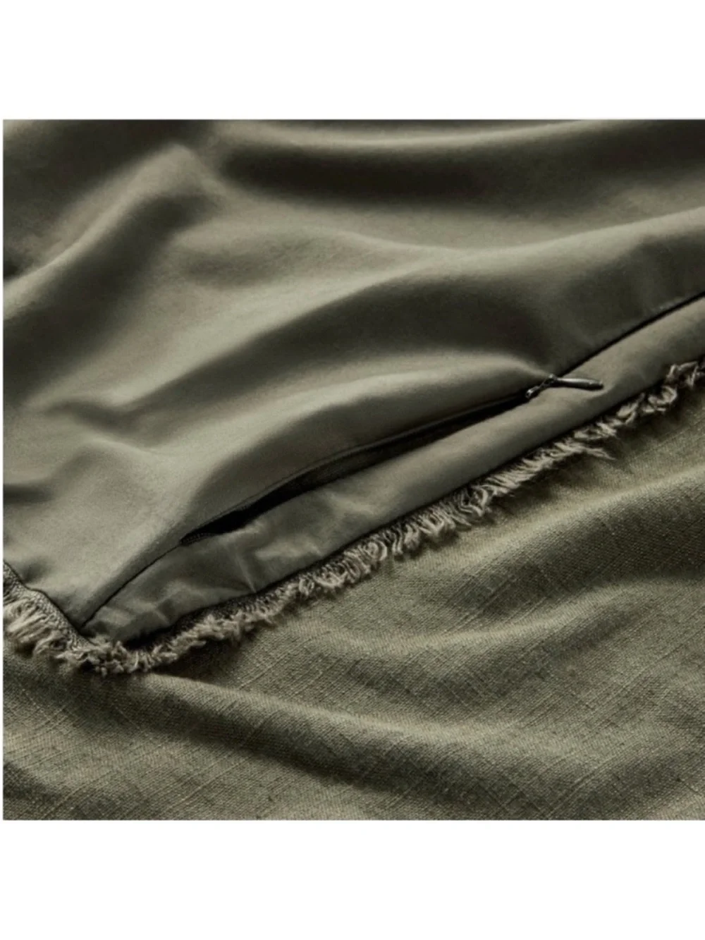 NWT Full/Queen Heavyweight Linen Blend Comforter and Sham Set Olive Green